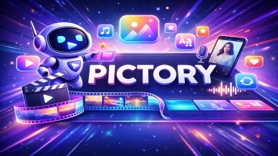 Pictory AI video generator interface showing script to video conversion and editing dashboard